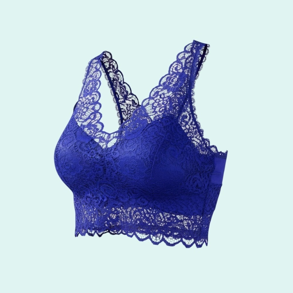 ZENANA OUTFITTERS Women's Royal Blue Lace Bralette Plus Size 2X/3X Wireless